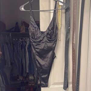 Black Satin Bodysuit